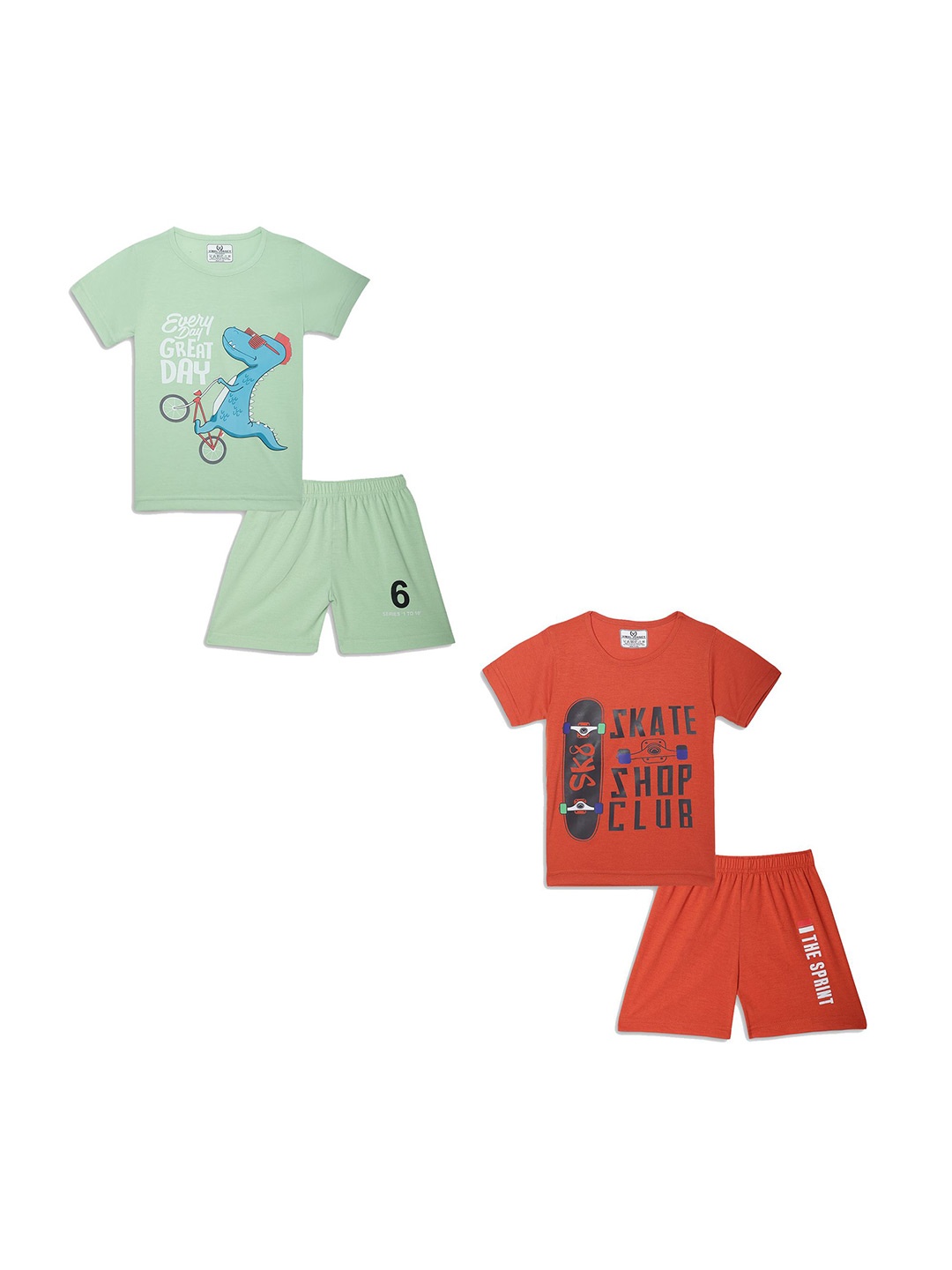 

VIMAL JONNEY Unisex Kids Printed T-shirt with Shorts, Green