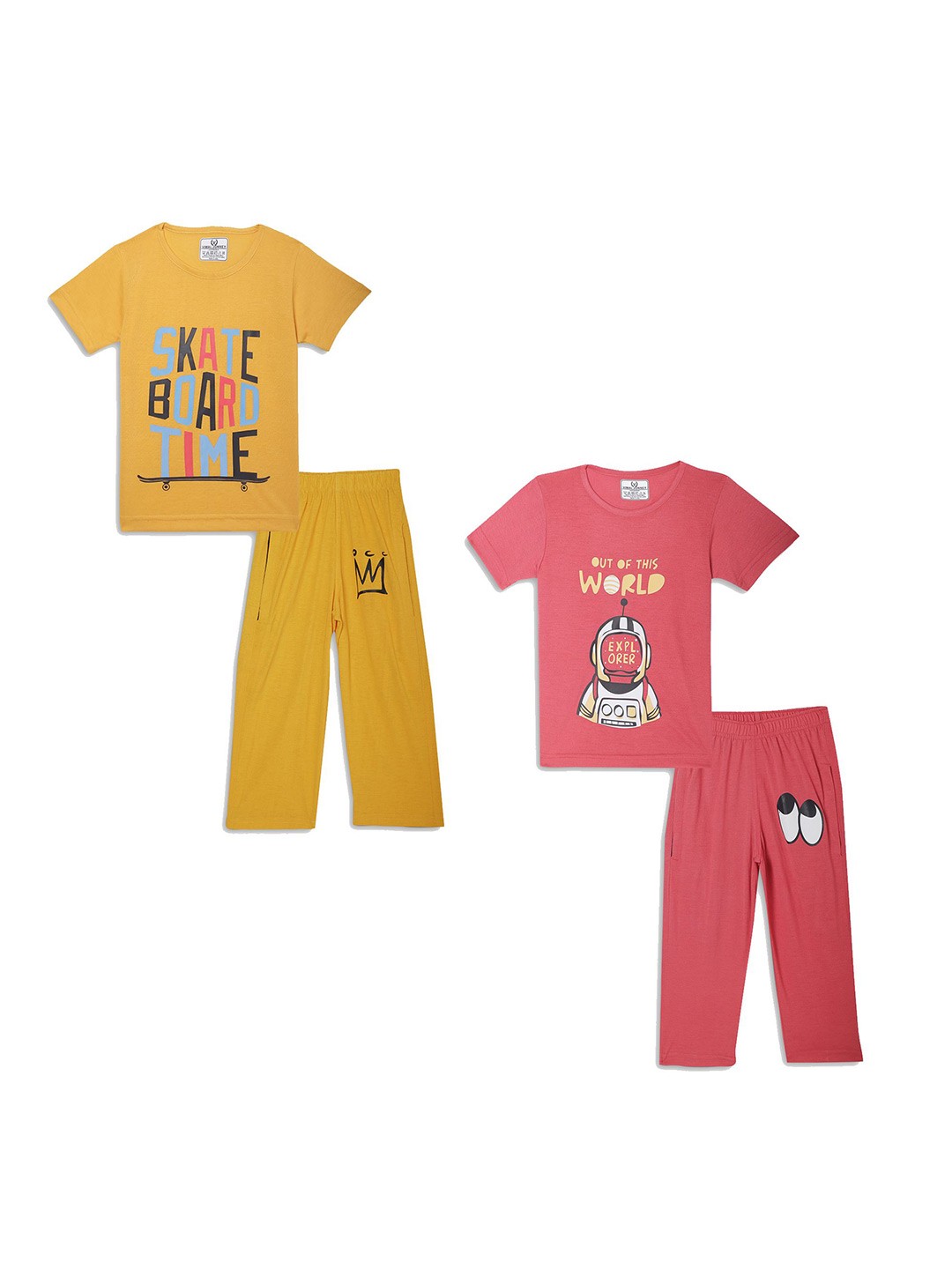 

VIMAL JONNEY Unisex Kids Printed T-shirt with Trousers, Pink