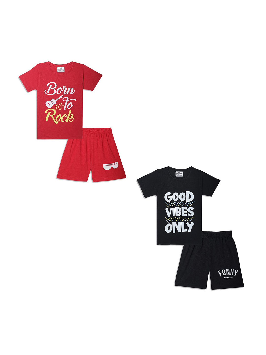 

VIMAL JONNEY Unisex Kids Printed T-shirt with Shorts, Red