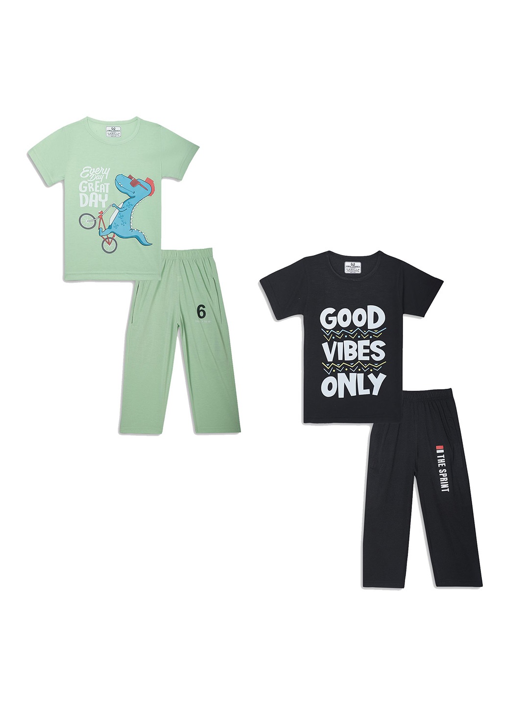 

VIMAL JONNEY Unisex Kids Printed T-shirt with Trousers, Black