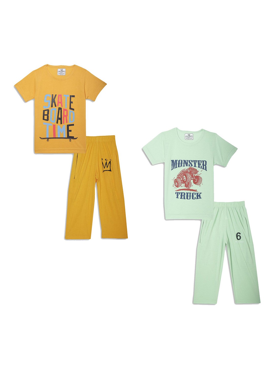 

VIMAL JONNEY Unisex Kids Printed T-shirt with Trousers, Green
