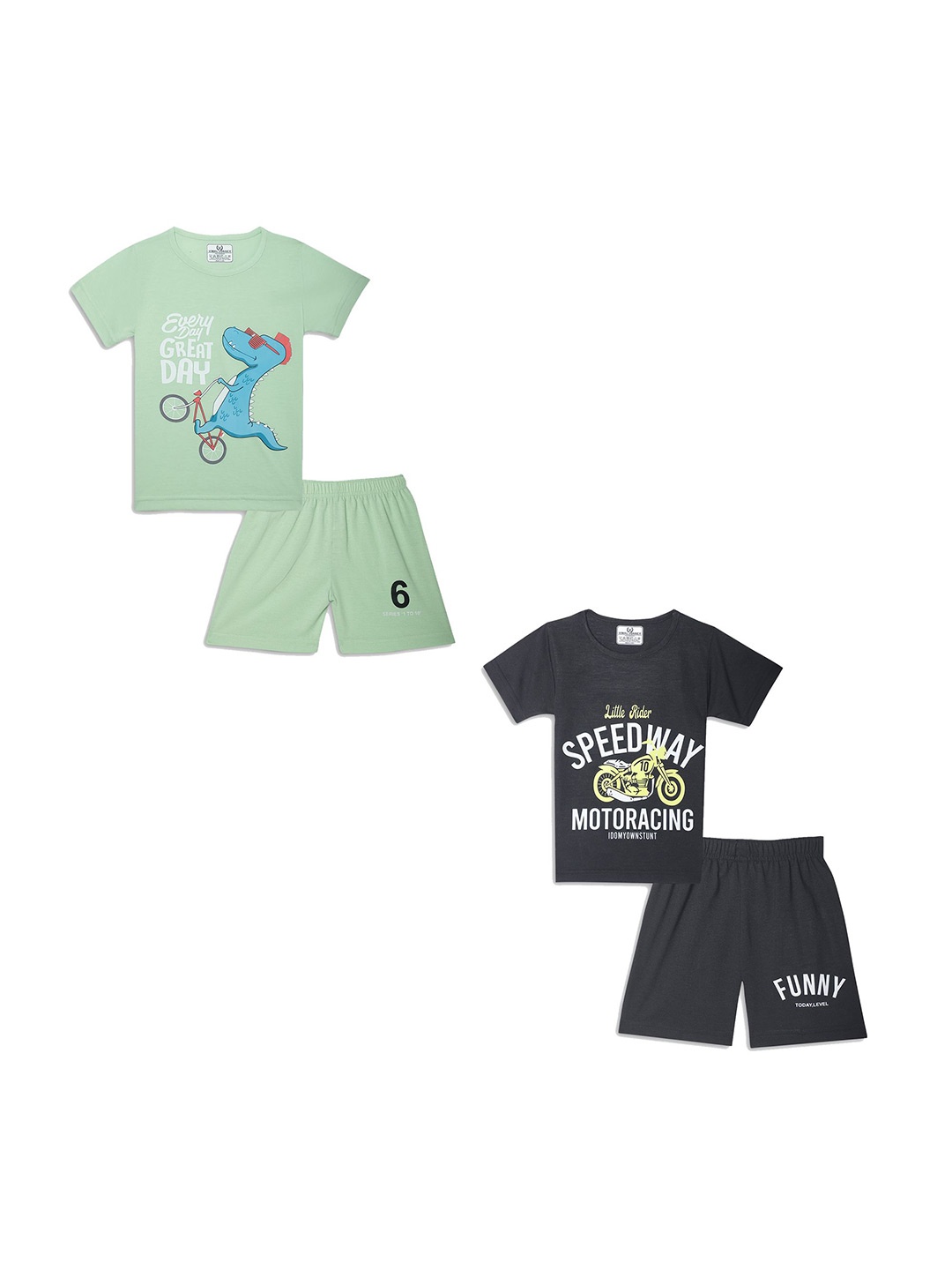

VIMAL JONNEY Unisex Kids Printed T-shirt with Shorts, Green