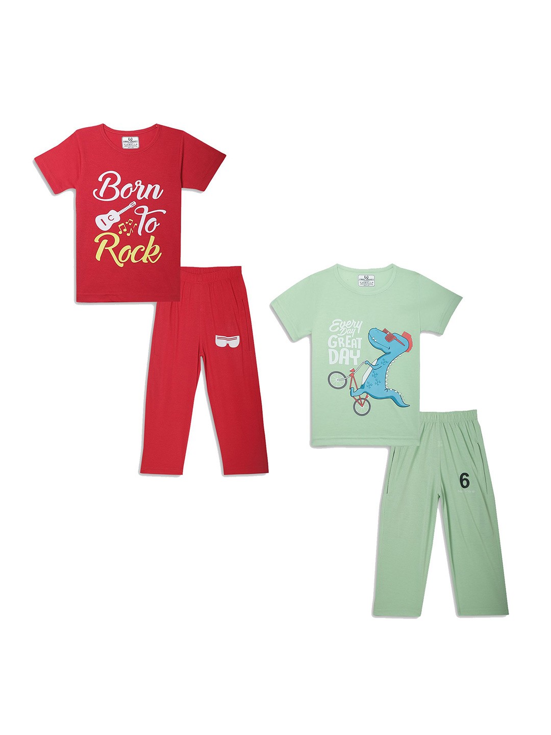 

VIMAL JONNEY Unisex Kids Printed T-shirt with Pyjamas, Rose