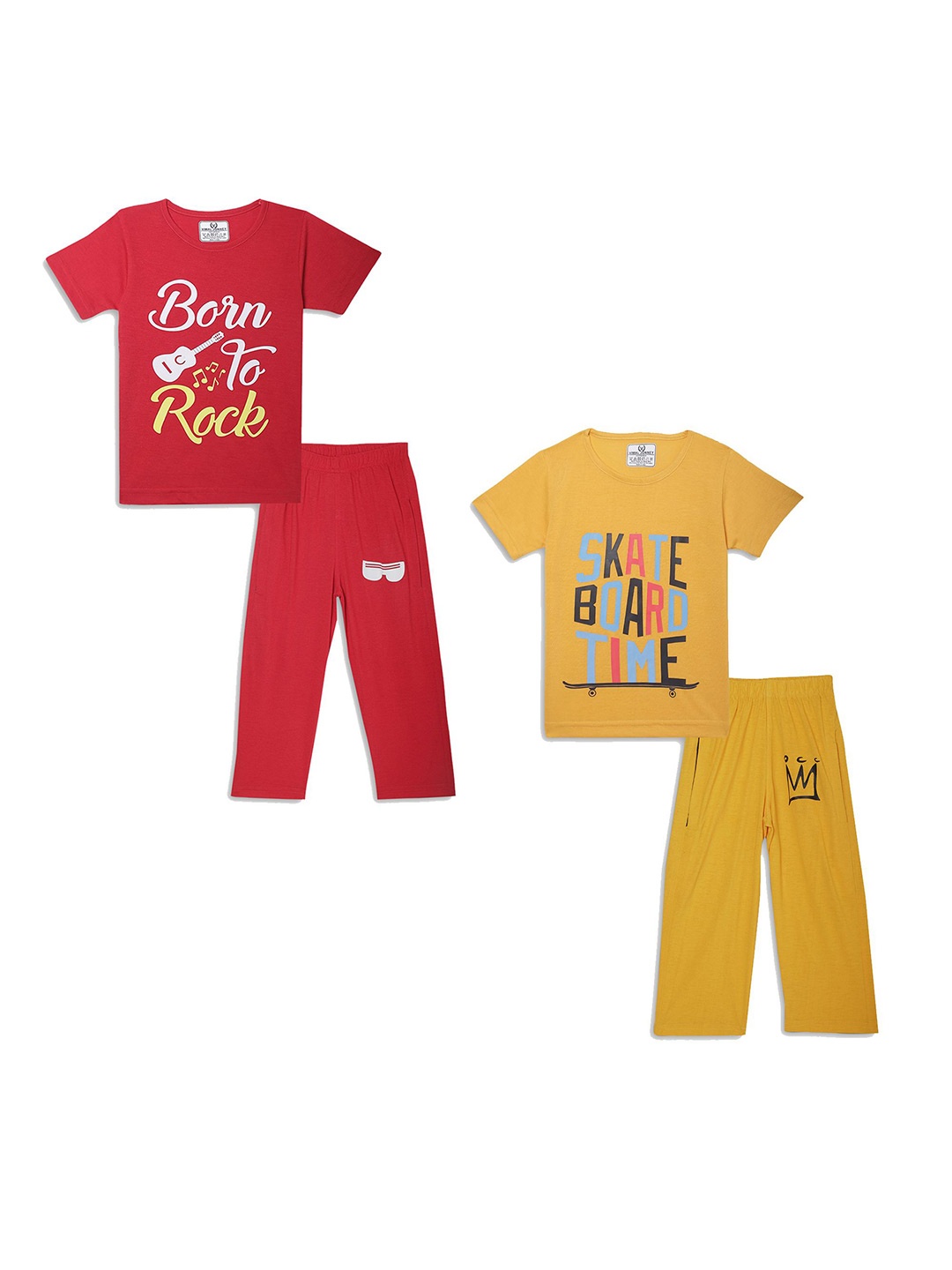 

VIMAL JONNEY Unisex Kids Printed T-shirt with Trousers, Red