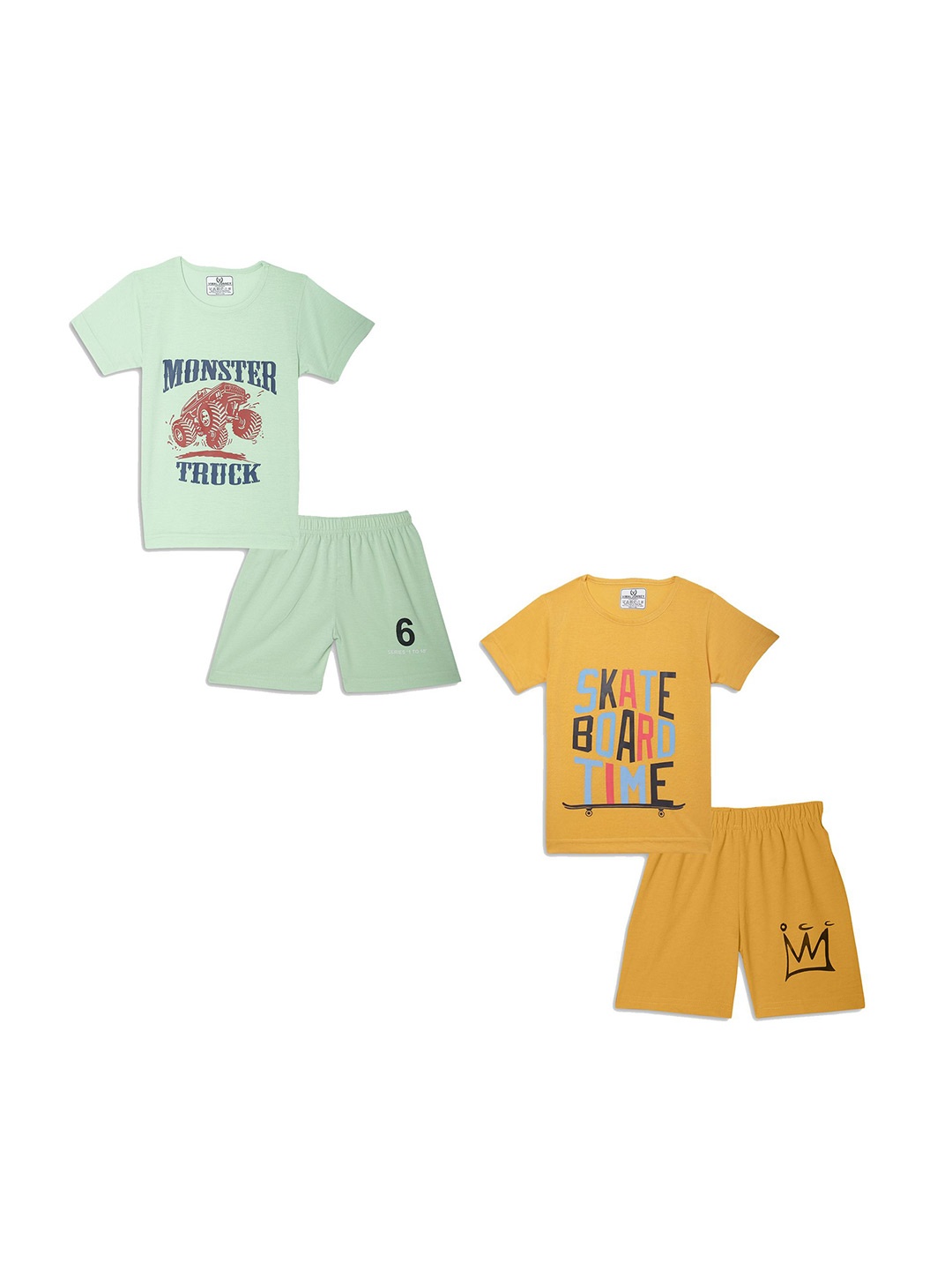 

VIMAL JONNEY Unisex Kids Printed T-shirt with Shorts, Yellow