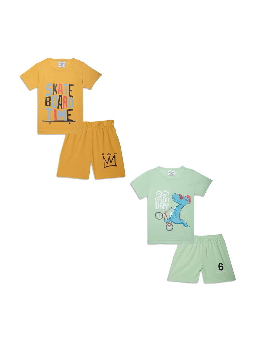 

VIMAL JONNEY Unisex Kids Printed T-shirt with Shorts, Yellow