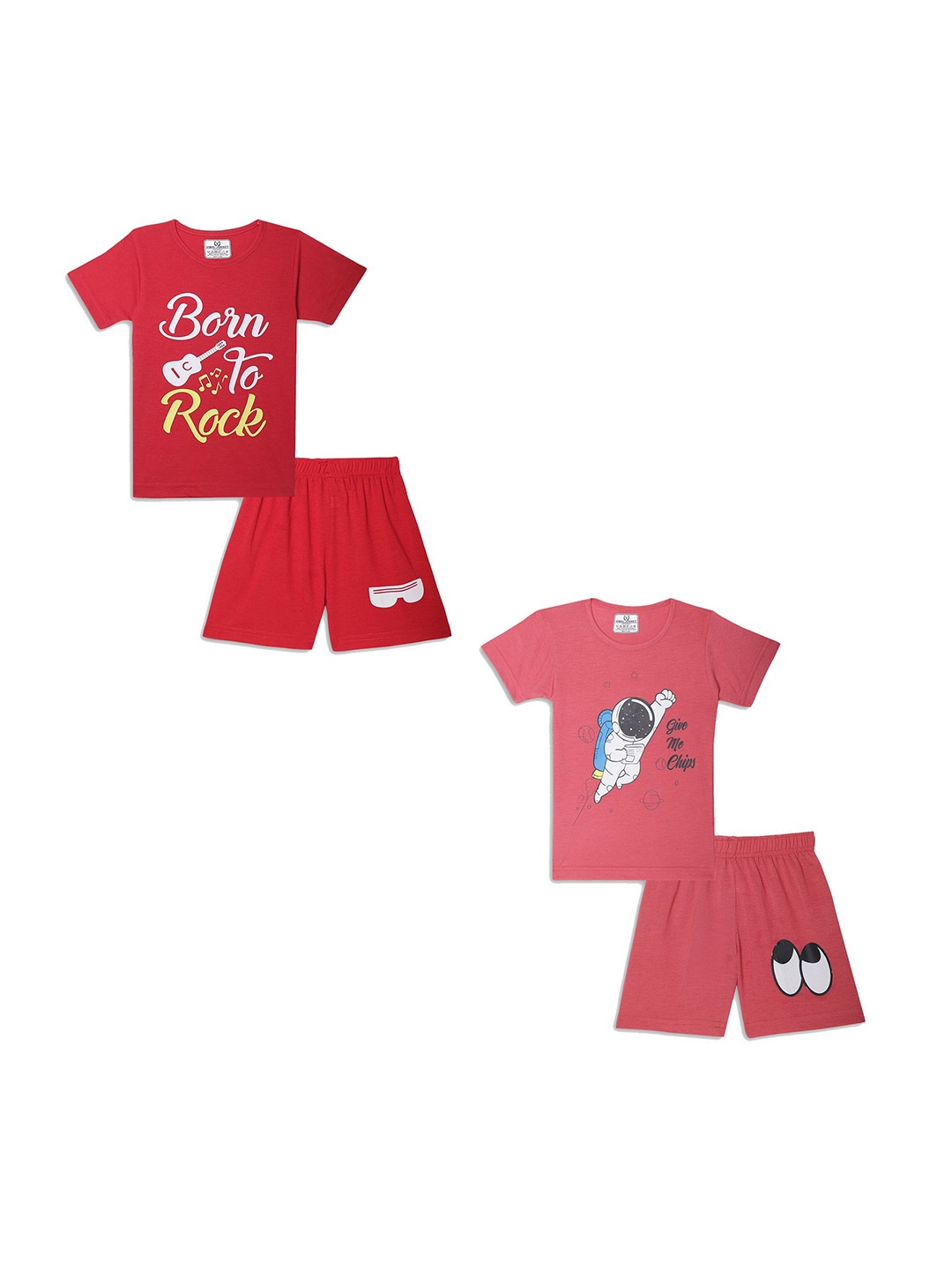 

VIMAL JONNEY Unisex Kids Printed T-shirt with Shorts, Red