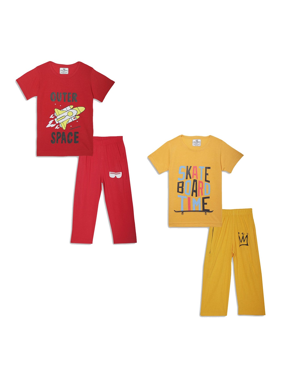 

VIMAL JONNEY Unisex Kids Printed T-shirt with Trousers, Yellow