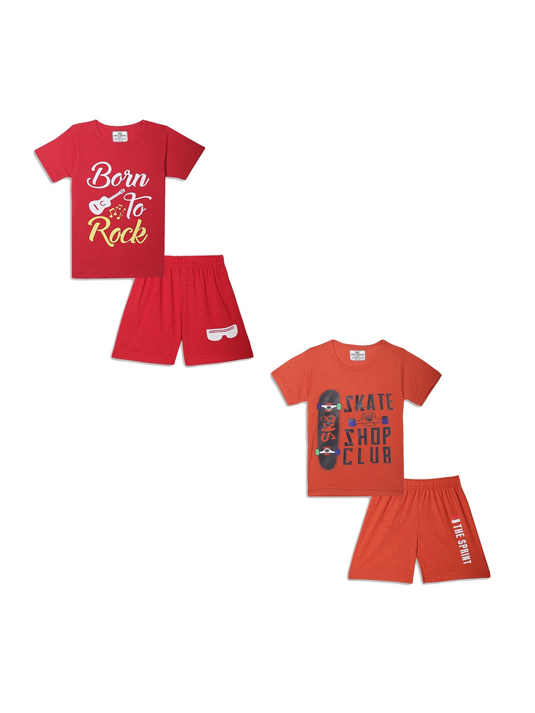

VIMAL JONNEY Unisex Kids Printed T-shirt with Shorts, Red