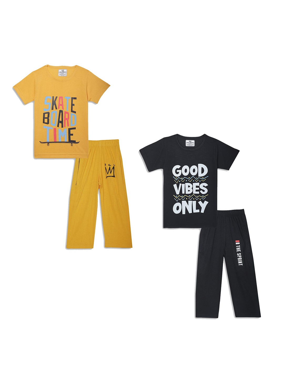 

VIMAL JONNEY Unisex Kids Printed T-shirt with Trousers, Yellow