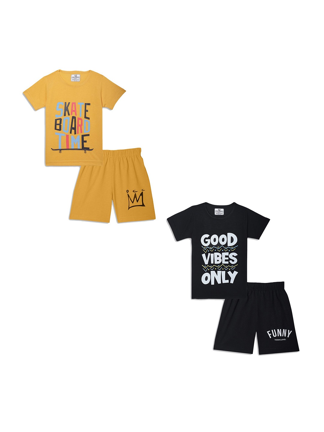 

VIMAL JONNEY Unisex Kids Printed T-shirt with Shorts, Black