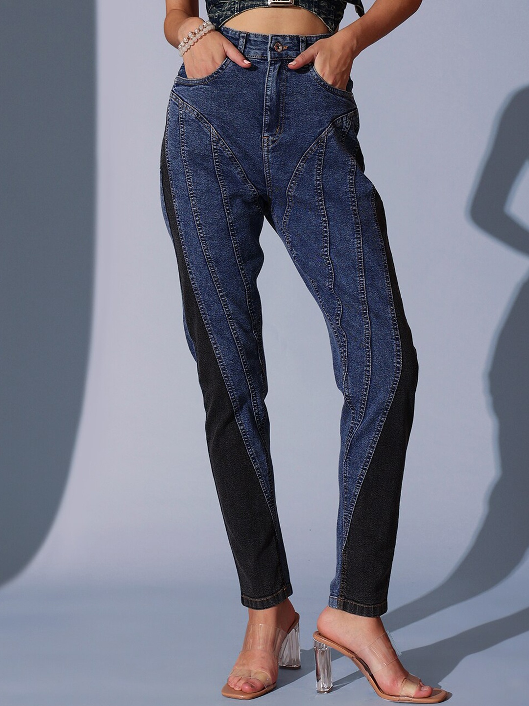 

STREET 9 Women Comfort Tapered Fit High-Rise Light Fade Jeans, Blue