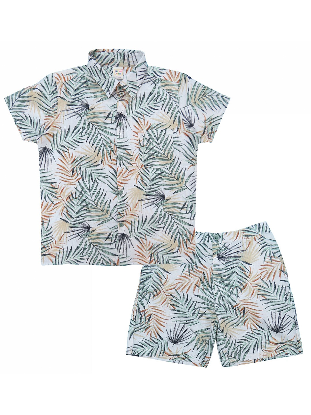 

Clothe Funn Boys Printed Shirt with Shorts, White