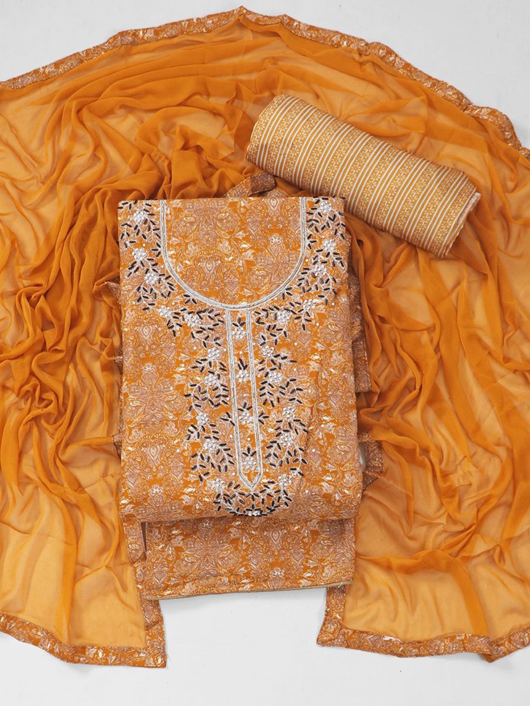

ASISA Pure Cotton Unstitched Dress Material, Orange