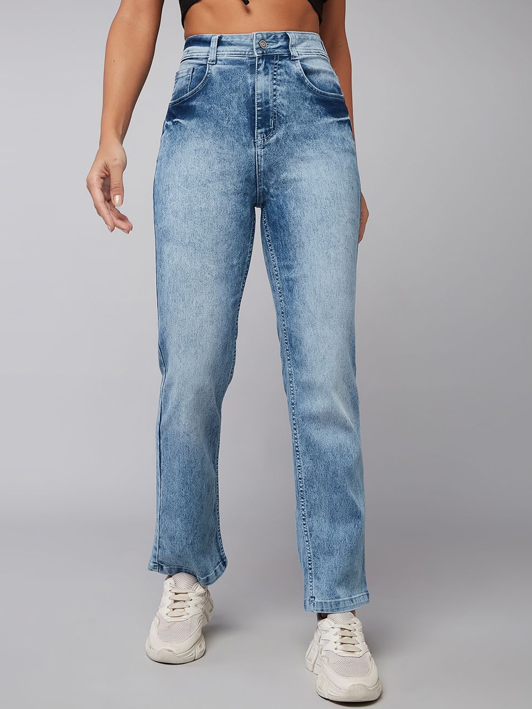 

Roadster Women Wide Leg Fit High Rise Clean Look Stretchable Denim Jeans, Blue