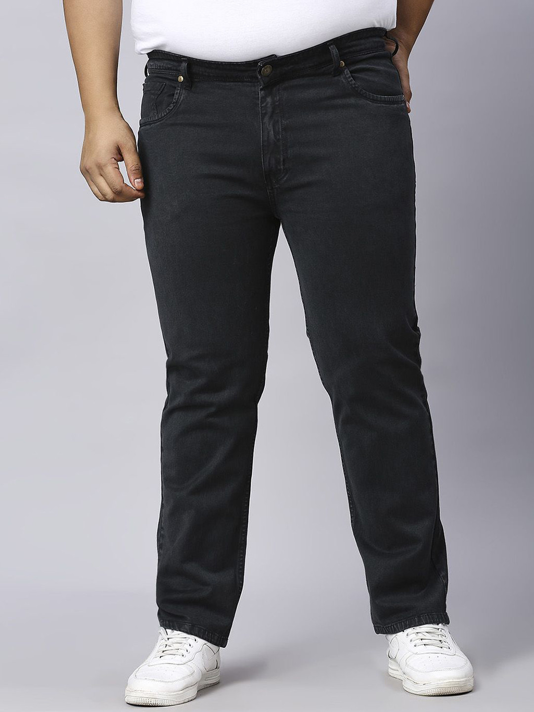 

HJ HASASI Men High-Rise Stretchable Regular Fit Jeans, Black