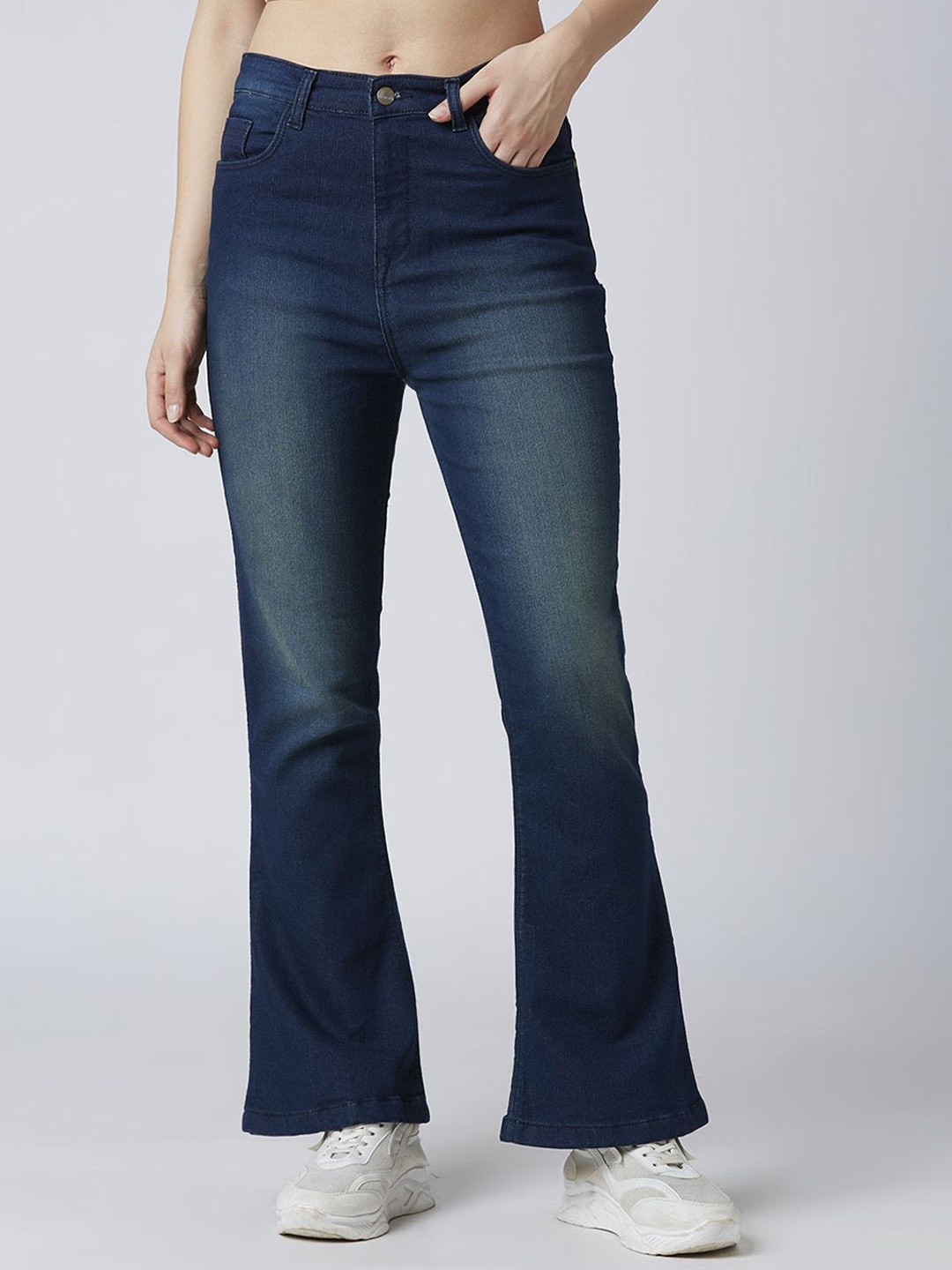 

HJ HASASI Women Bootcut High-Rise Light Fade Stretchable Jeans, Blue
