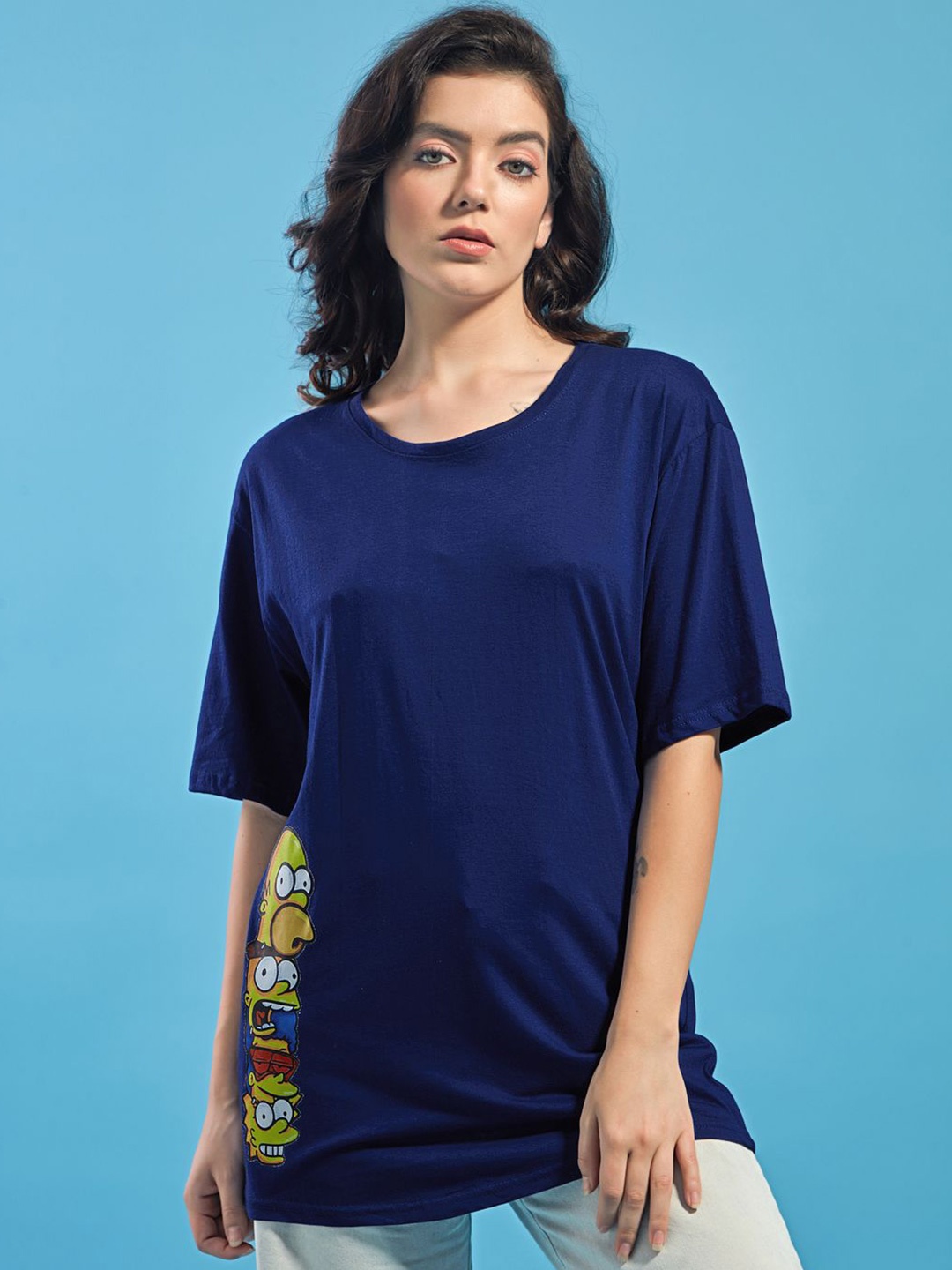 

STHULAS Women Round Neck Simpsons Printed T-shirt, Blue