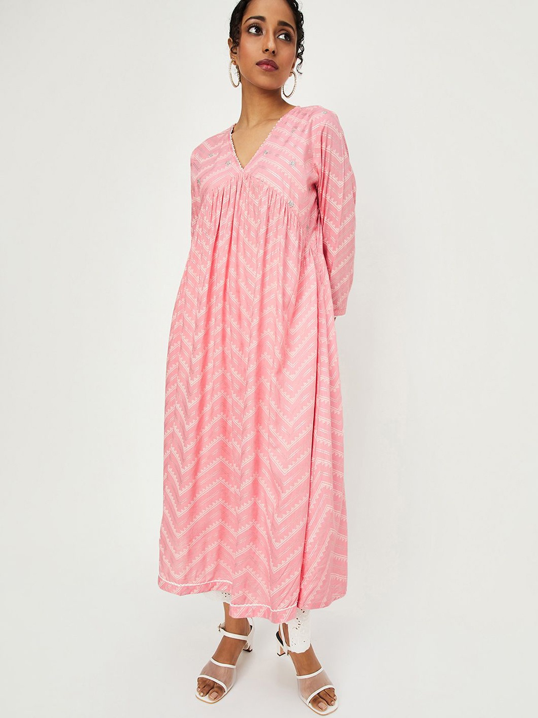 

max Women Gotta Patti Anarkali Kurta, Pink