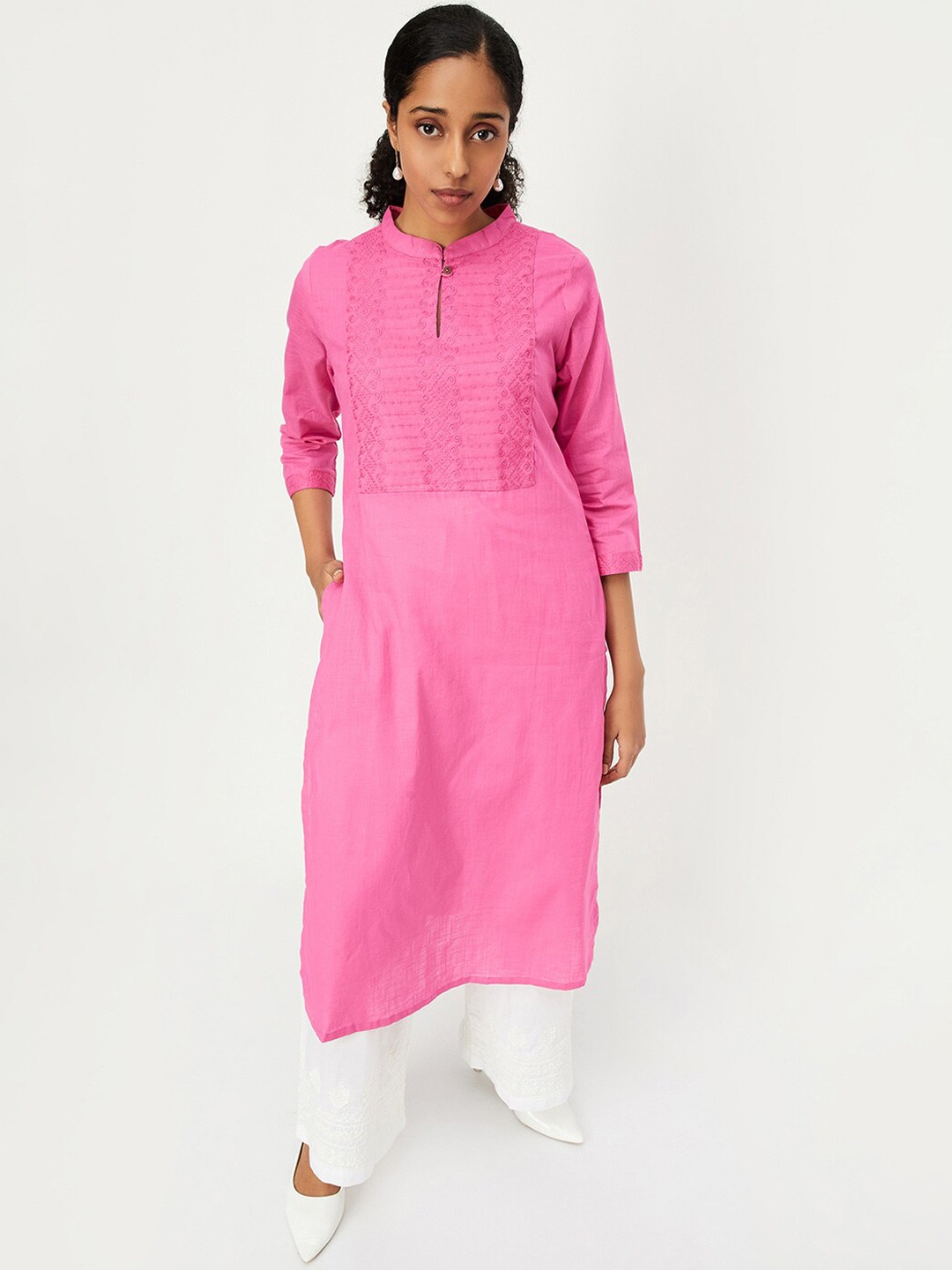 

max Women Thread Work Kurta, Pink