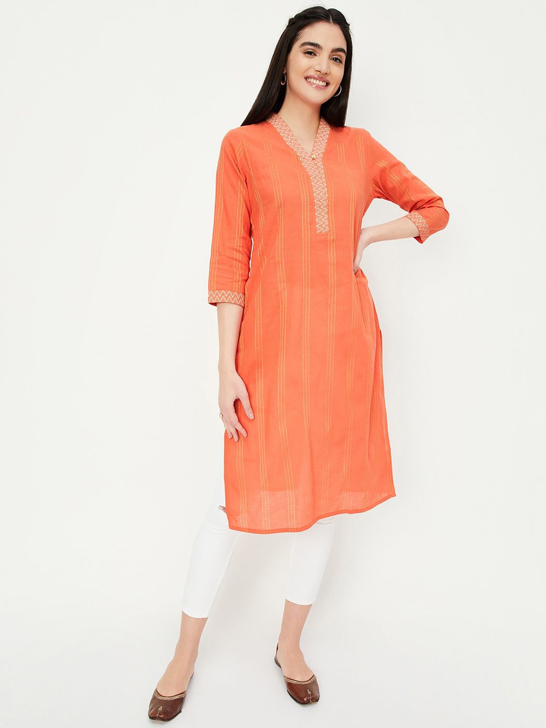 

max Women Gotta Patti Kurta, Orange
