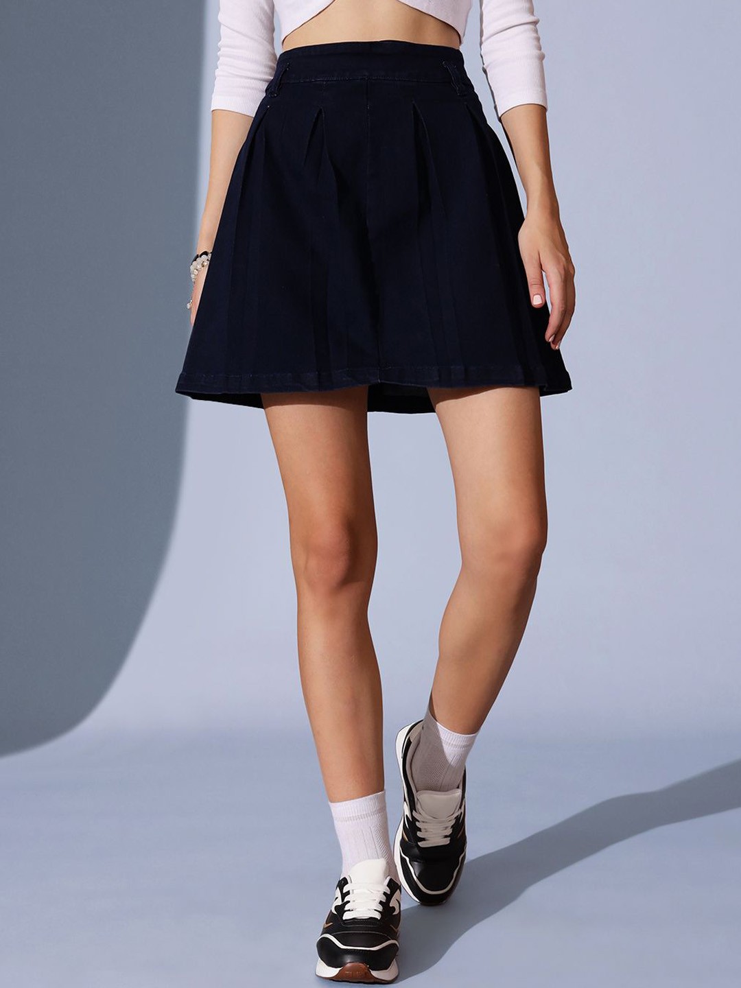 

STREET 9 Woven Design A-Line Mini Skirt, Blue