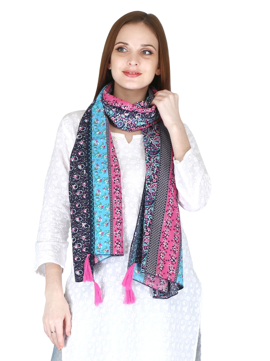 

SWITCHON Women Floral Printed Stole, Pink