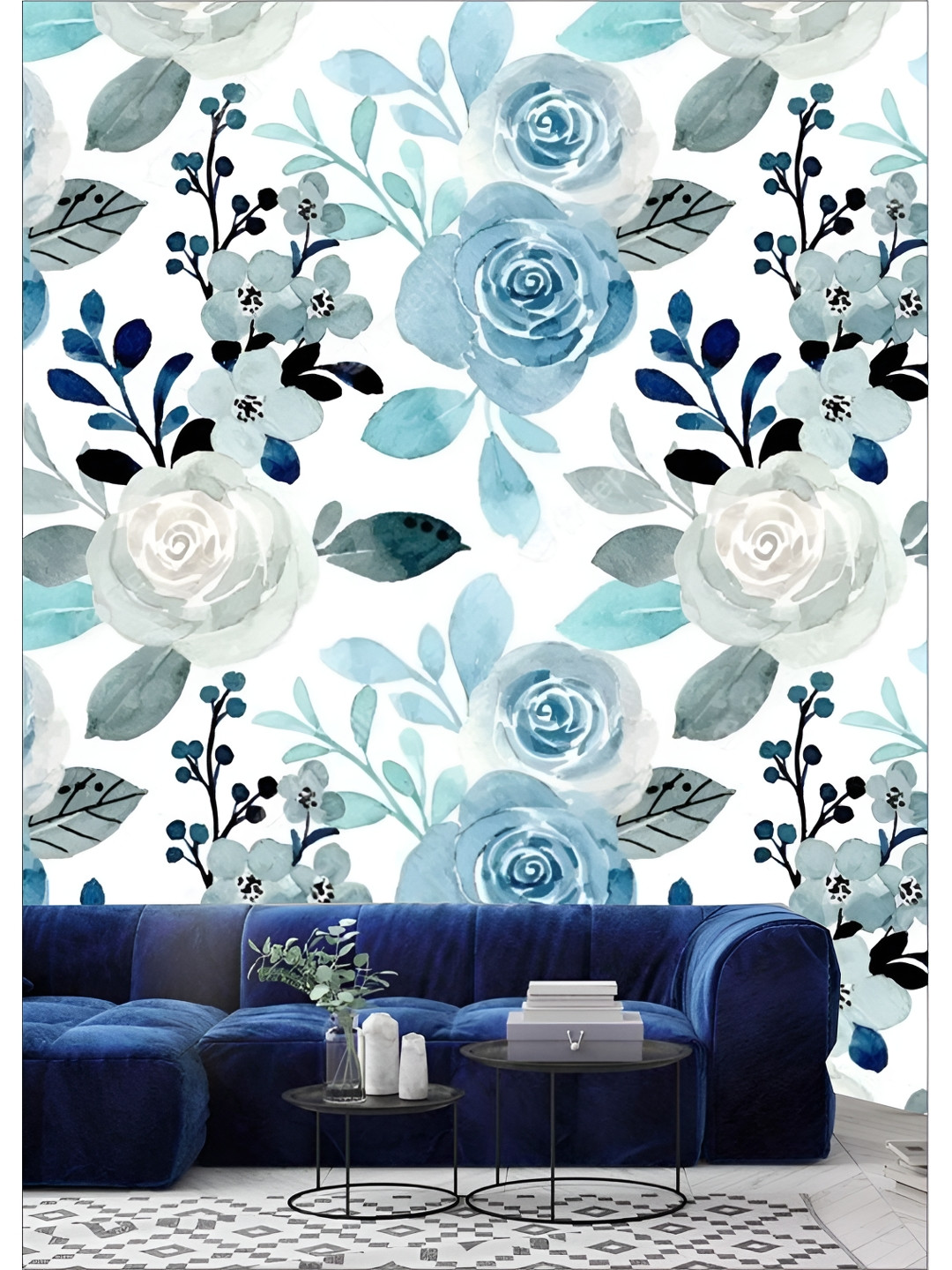 

Aura Blue & White Self Adhesive Abdtract-Printed Wall Sticker