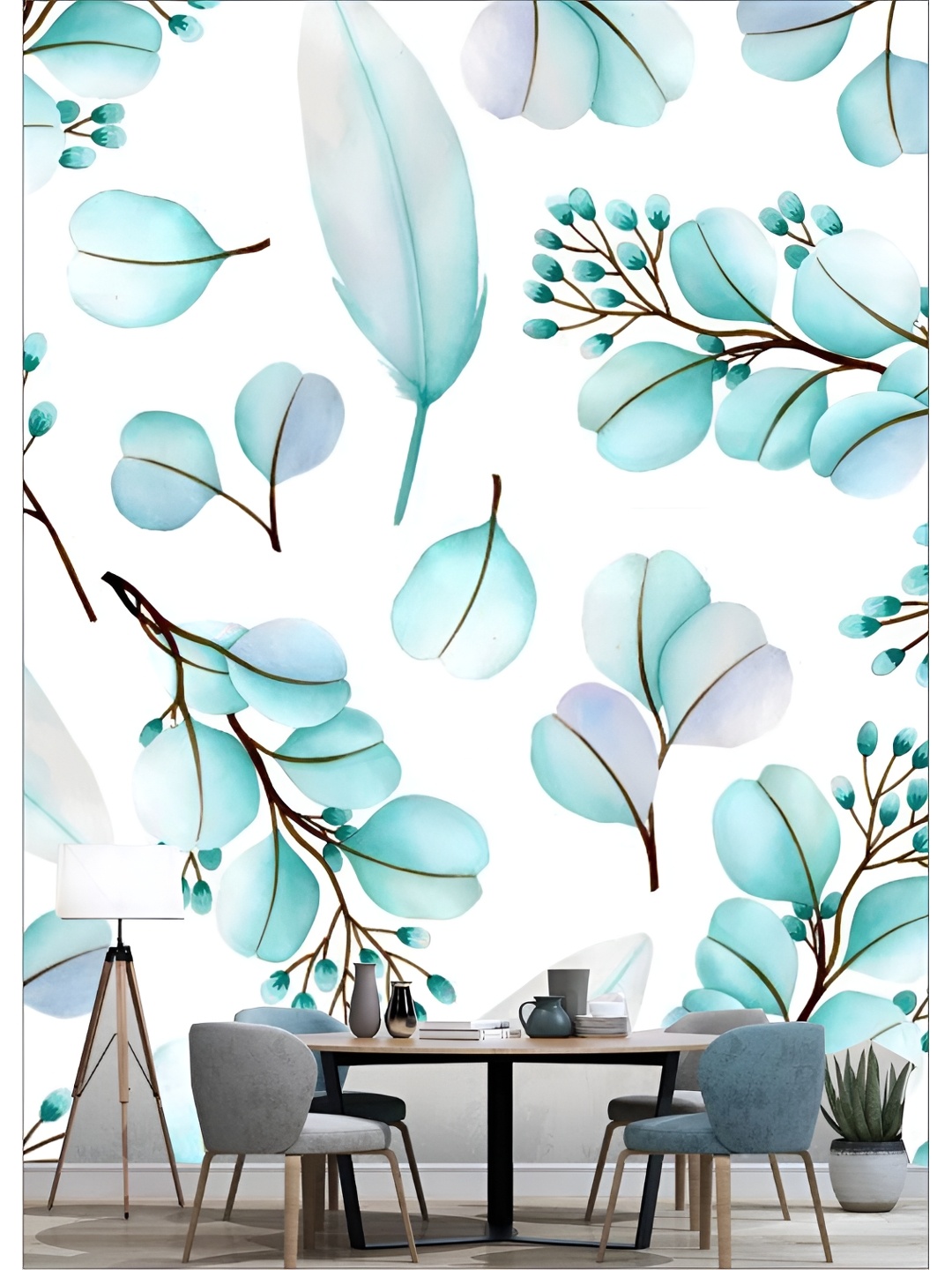 

Aura White and Green Printed Wallpaper Sticker, Multi
