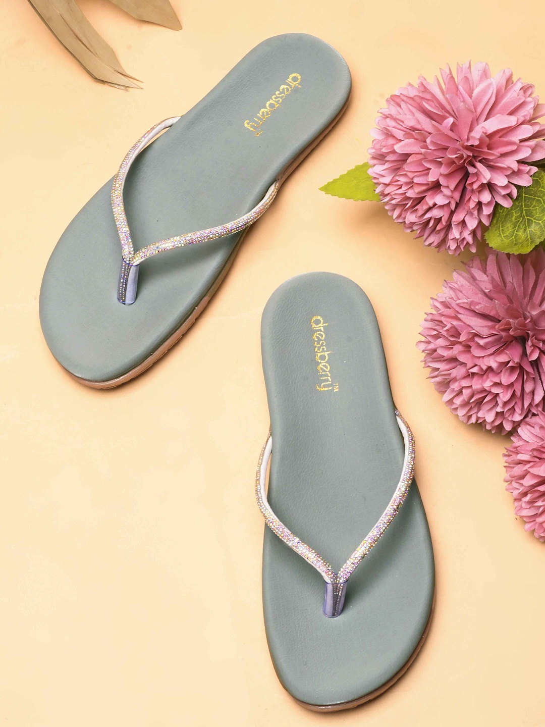 

DressBerry Women Party Open Toe Flats with Bows, Grey melange