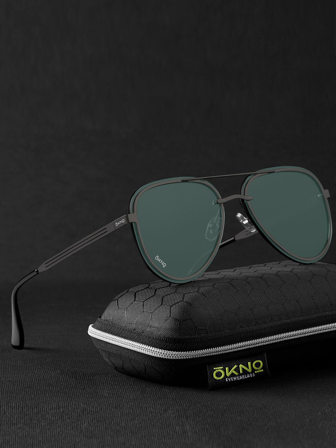 

OKNO Unisex Aviator Sunglasses with Polarised and UV Protected Lens, Green