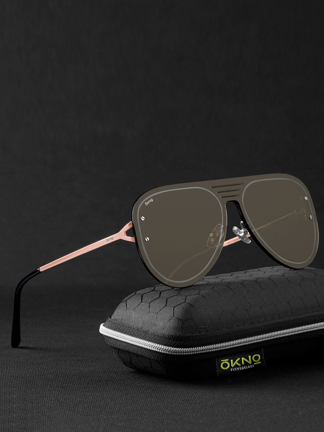 

OKNO Unisex Aviator Sunglasses with Polarised and UV Protected Lens, Brown