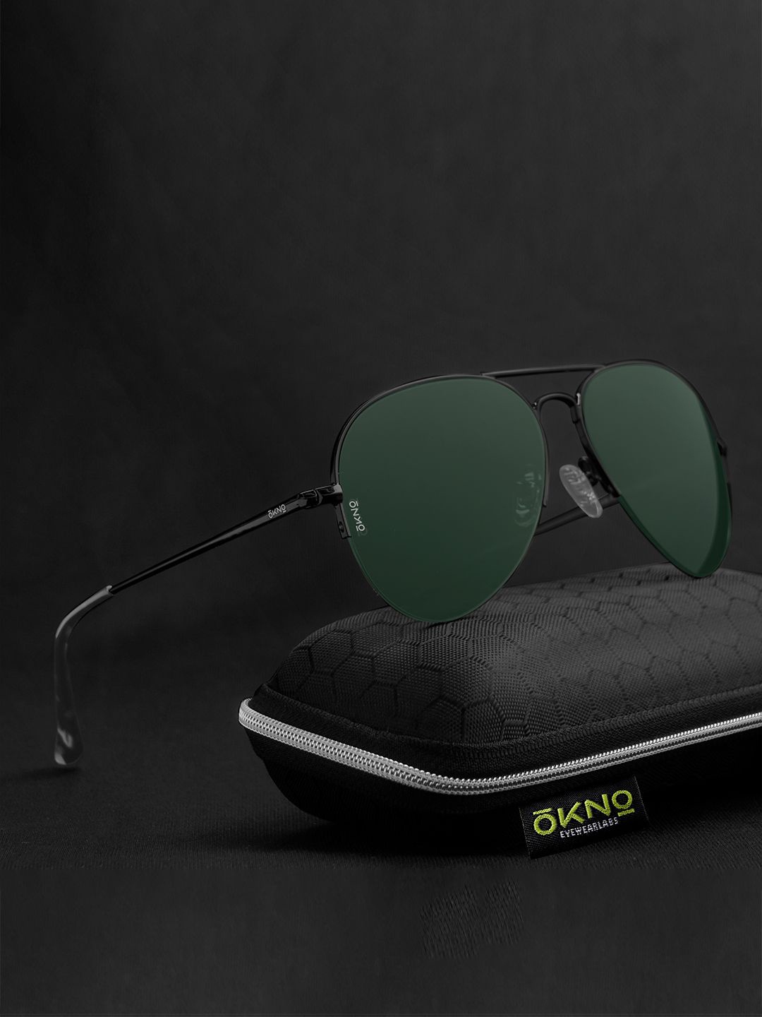 

OKNO Unisex Aviator Sunglasses with Polarised and UV Protected Lens, Green