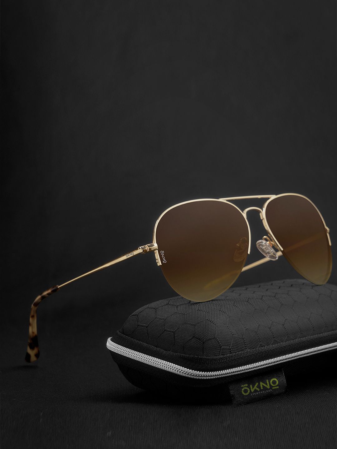 

OKNO Unisex Aviator Sunglasses with Polarised and UV Protected Lens, Brown