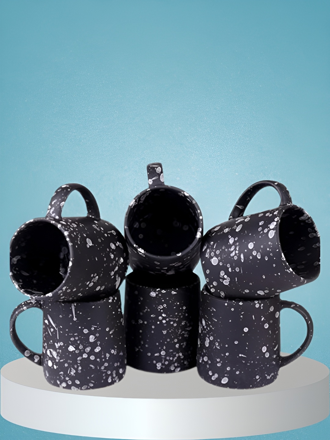 

MITHILA Handicrafts Black Printed Ceramic Glossy Mugs Set of Cups and Mugs