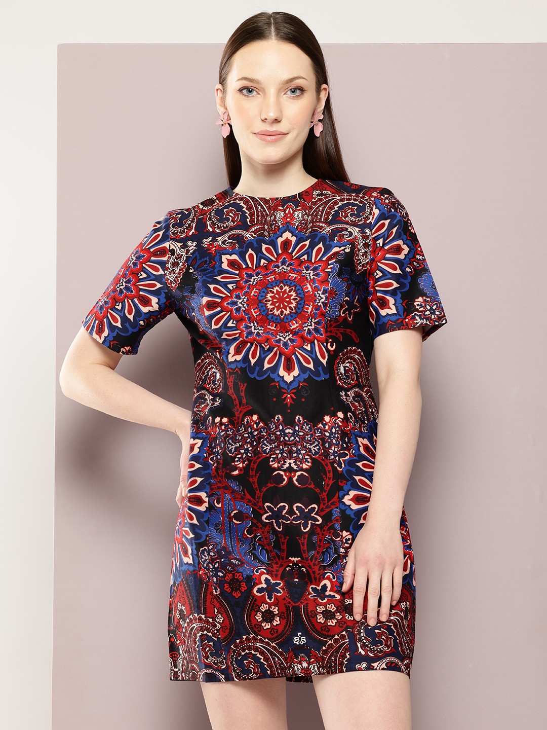 

aaliya Ethnic Motifs Print A-Line Mini Dress, Multi