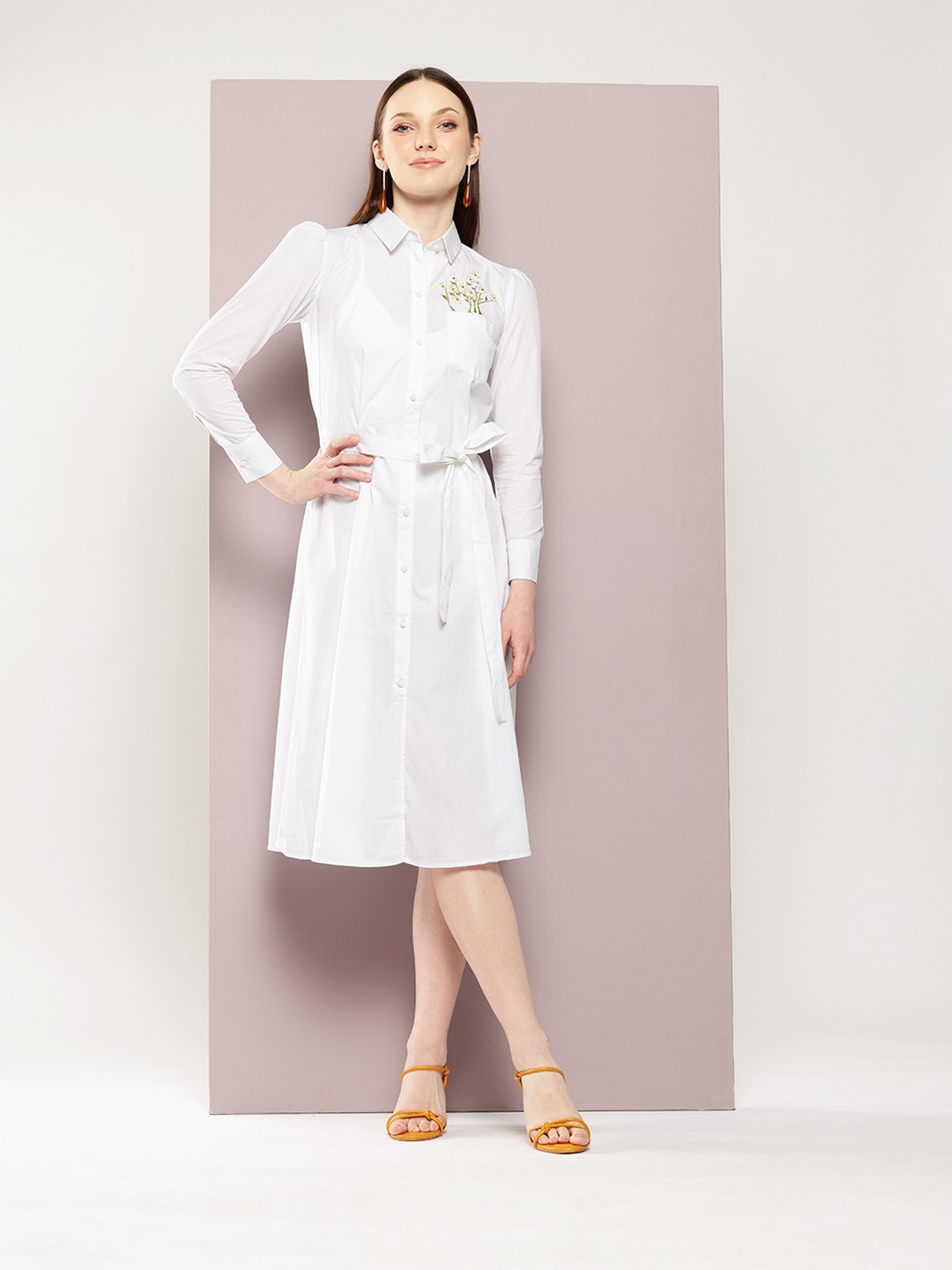 

aaliya Shirt Dress With Embroidered Detail, White