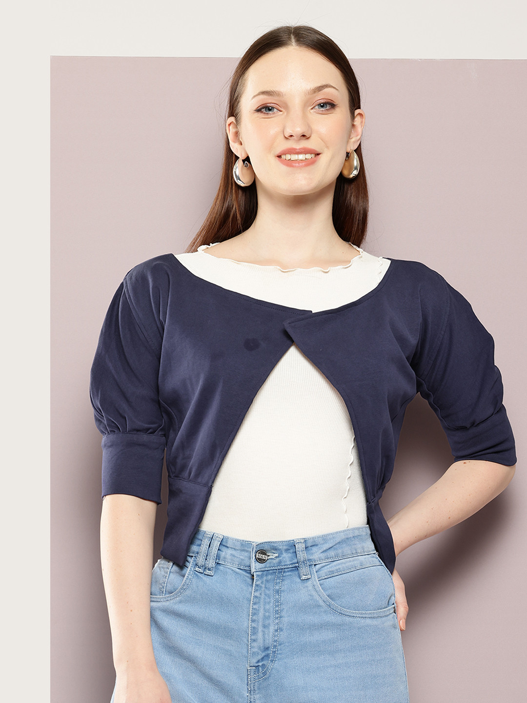 

aaliya Crop Shrug, Navy blue