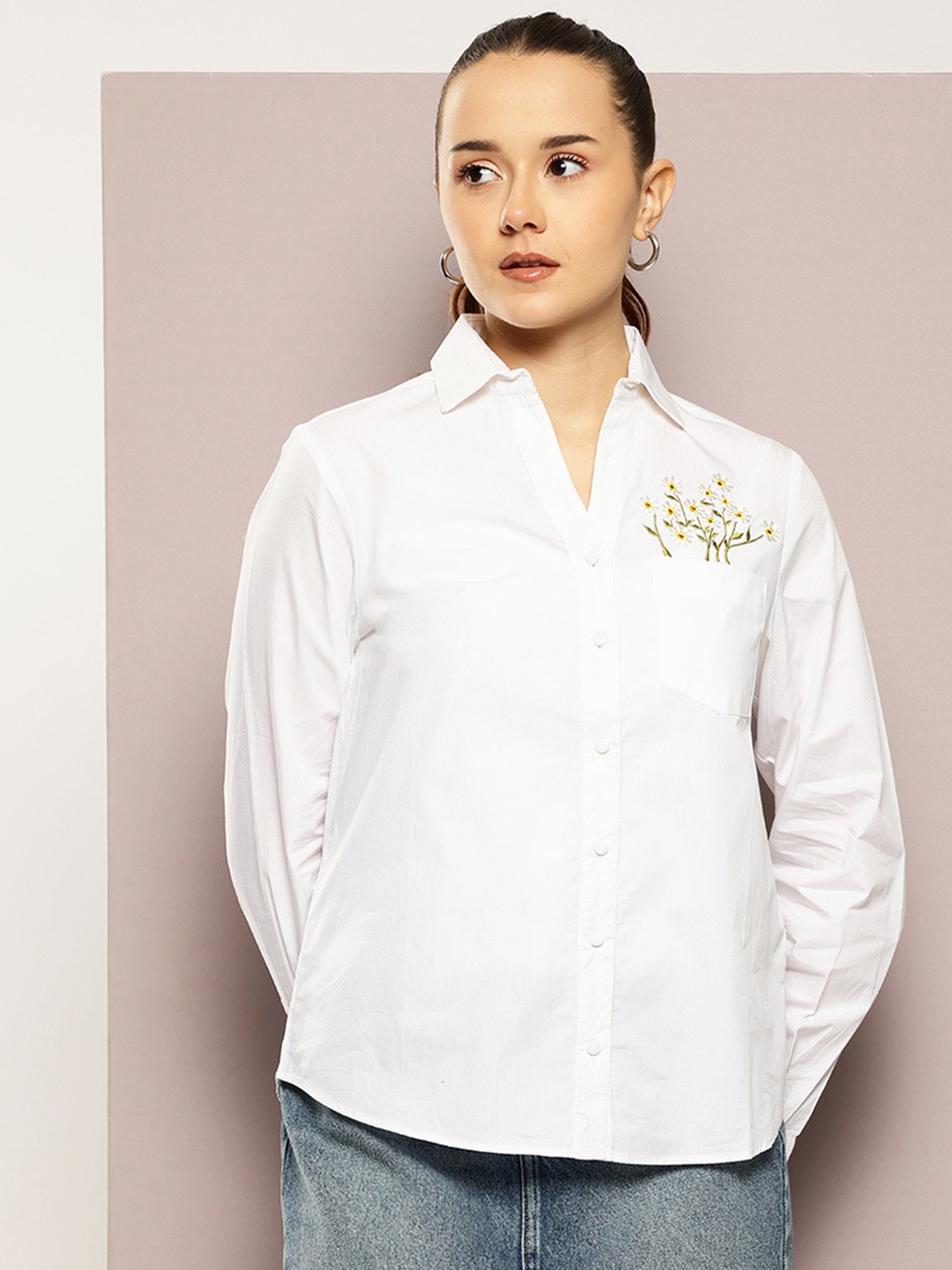 

aaliya Shirt Style Top, White