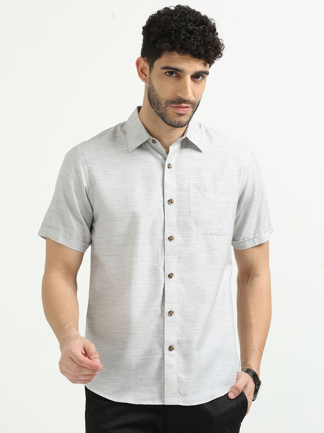 

THE FORMAL CLUB Lyocell Casual Shirt, Grey melange