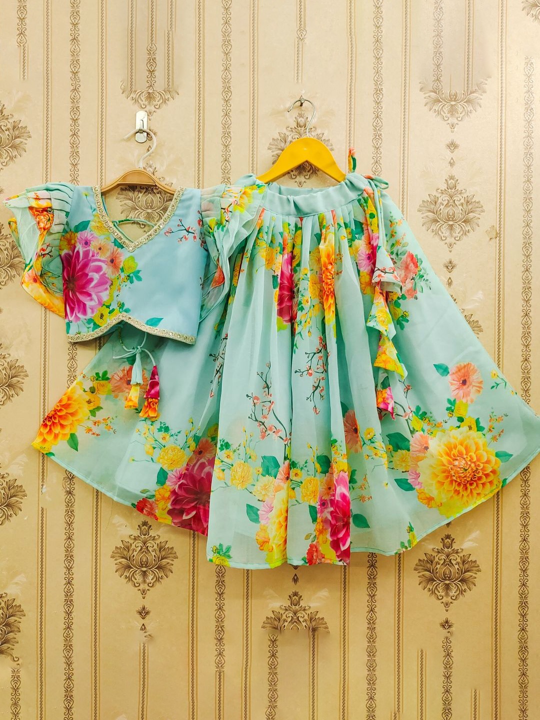 

BAESD Girls Printed Ready to Wear Lehenga &, Blue