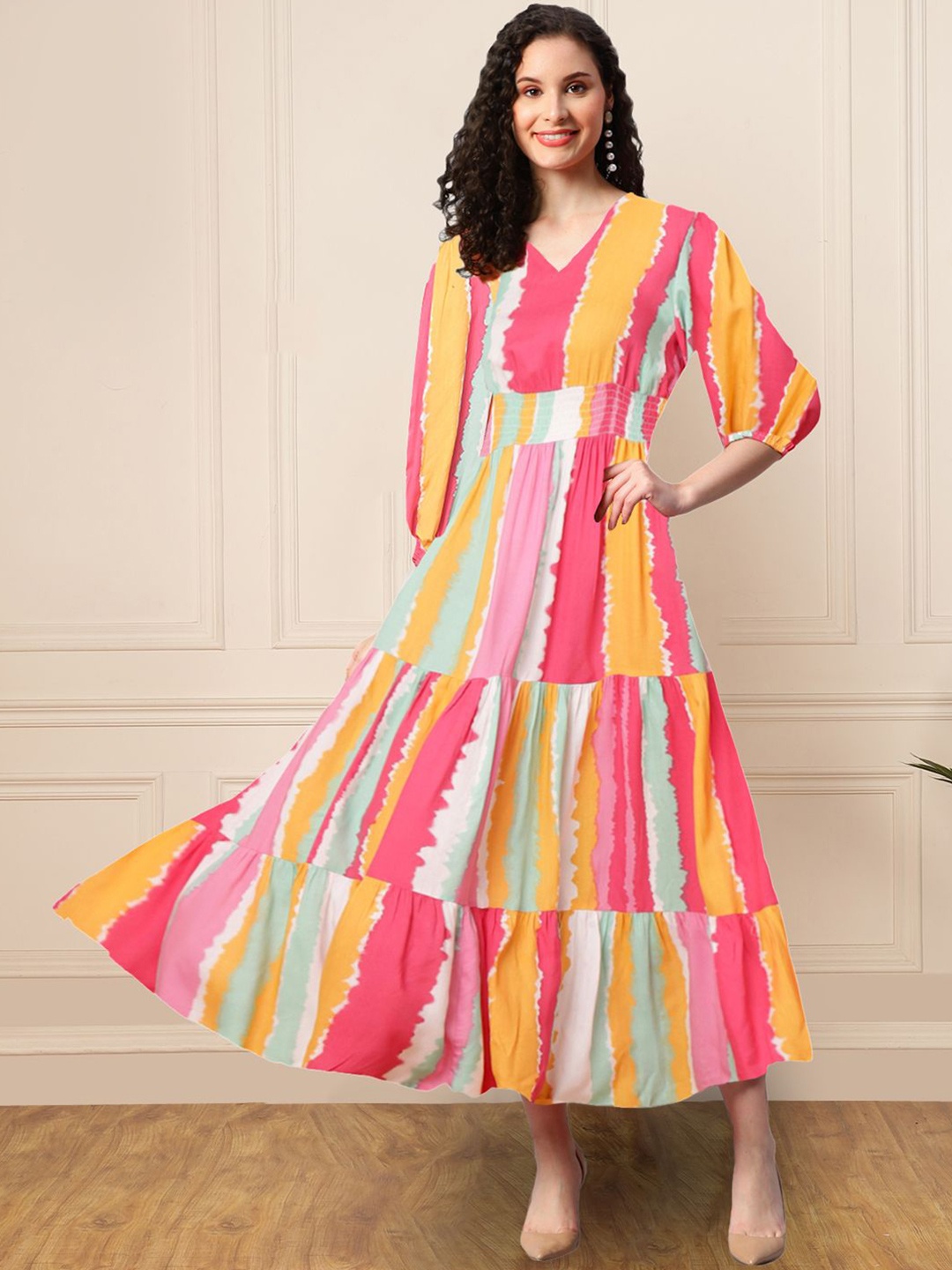 

DEEBACO Striped A-Line Dress, Multi