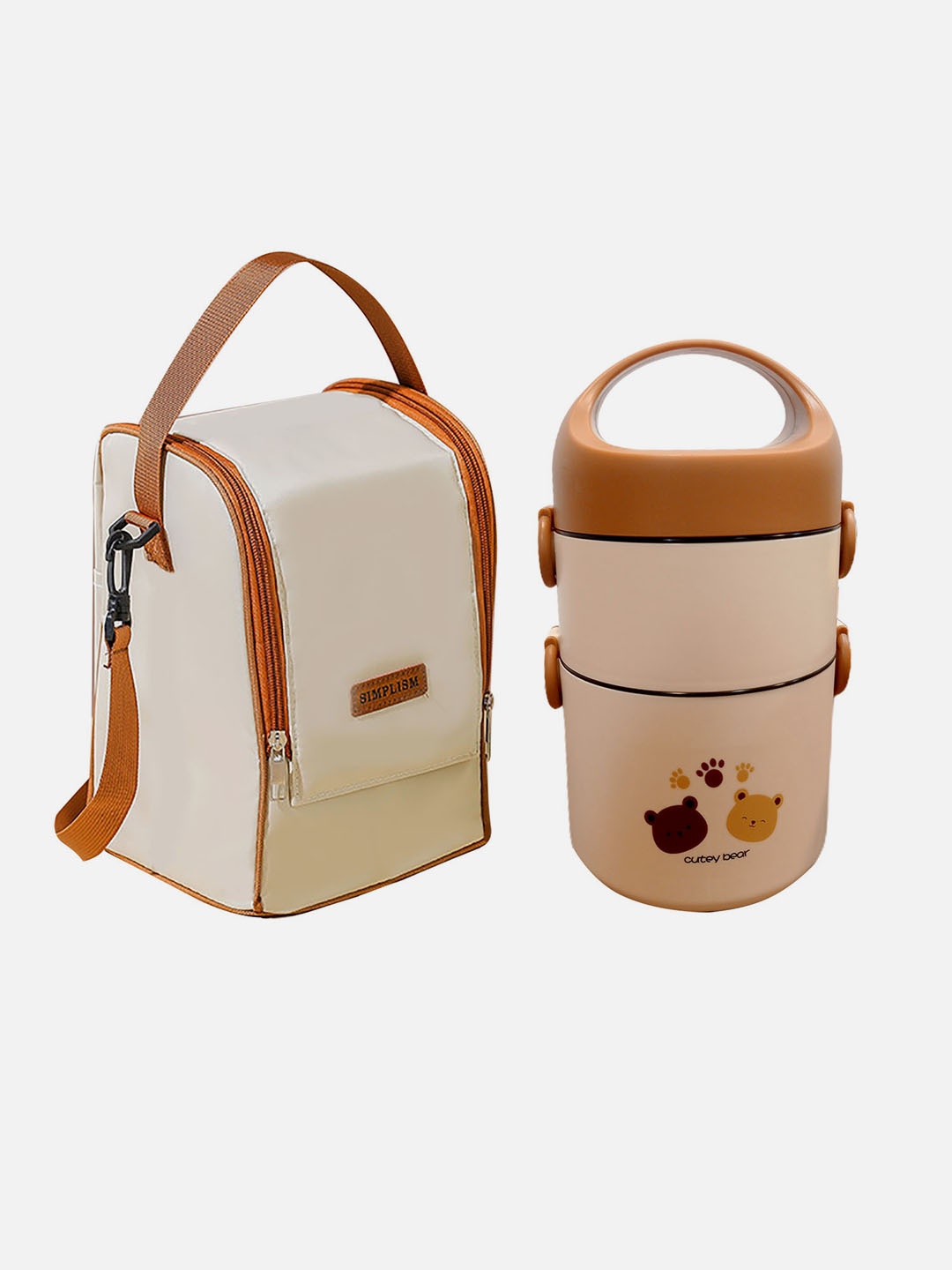 

Little Surprise Box LLP Brown Double Steel Lunch Box with Matching Insulated Cover