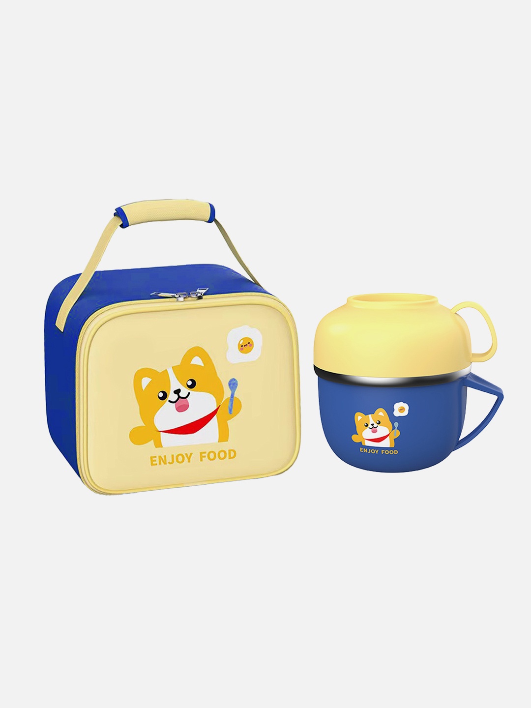 

Little Surprise Box LLP Blue Big Size Dual Handle Soup Noodles Lunch Box & Matching Cover