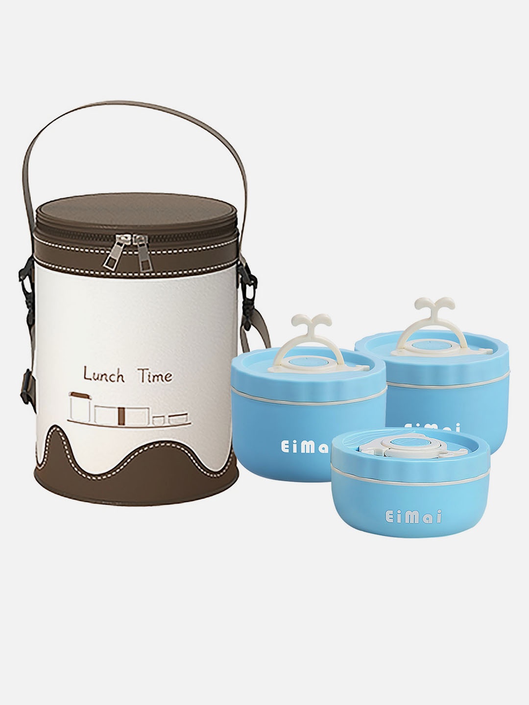

Little Surprise Box LLP Blue 3Pcs Stainless Steel Tiffin Set Lunch Box & Insulated Cover