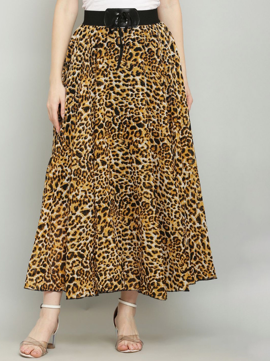 

Raabta Fashion Printed Flared Maxi Skirts, Yellow