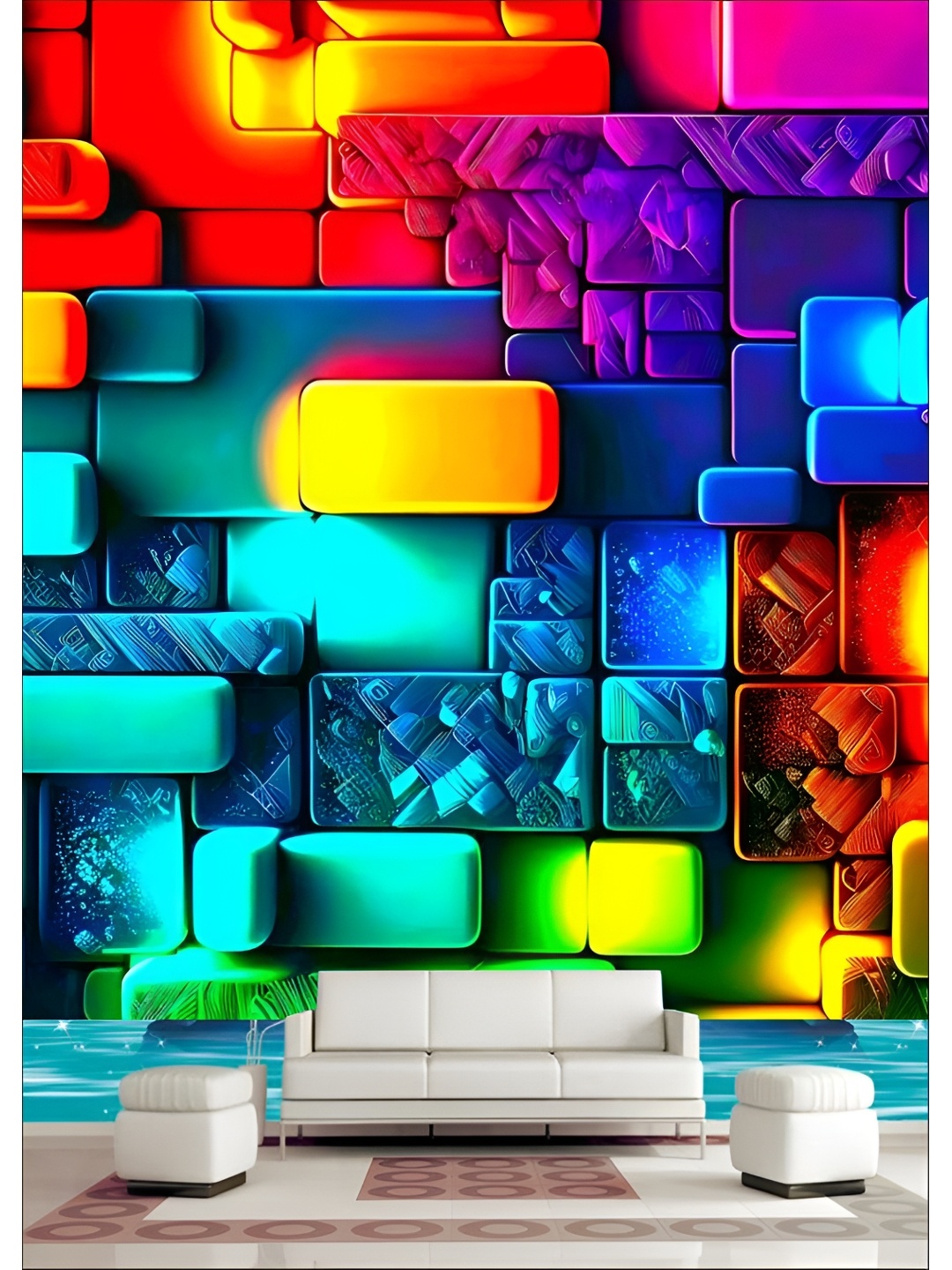 

Aura Red & Blue Printed Self Adhesive Wallpaper Sticker