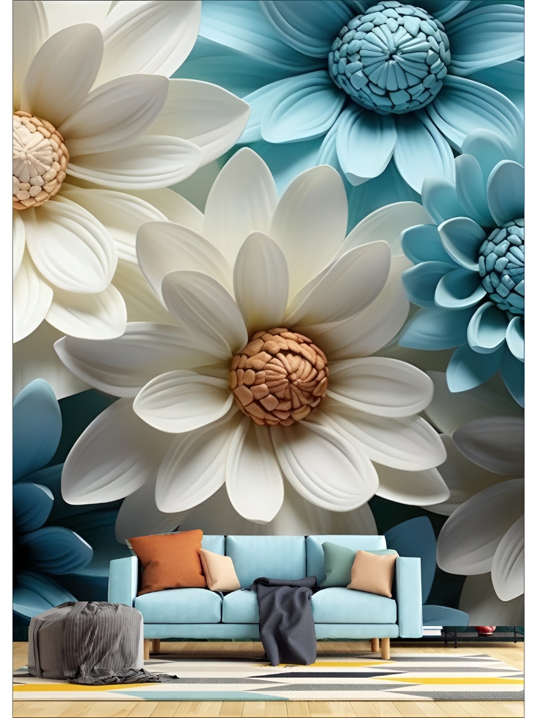 

Aura White & Blue Self Adhesive 3D Printed Wall Sticker