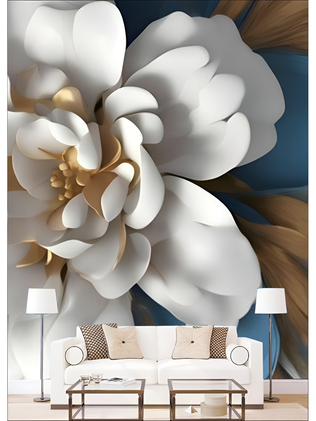 

Aura White & Blue 3D Printed Self Adhesive Wall Sticker, Multi