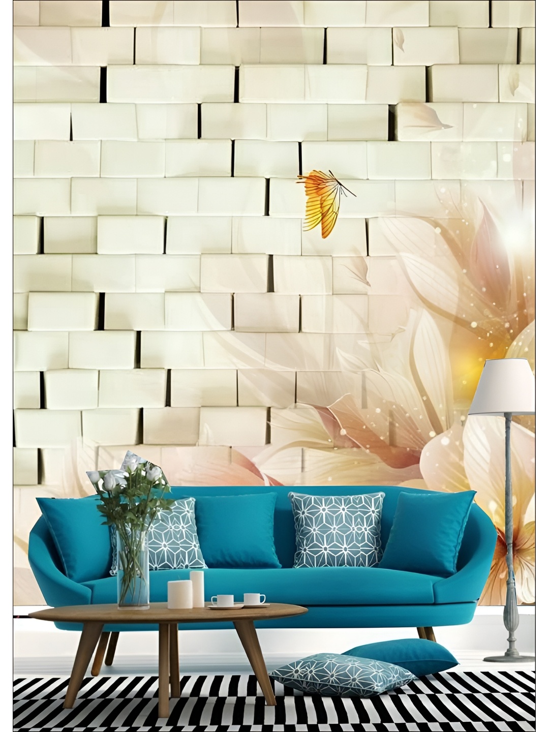 

Aura Cream-Colored & Pink Self-Adhesive 3D Wall Panels